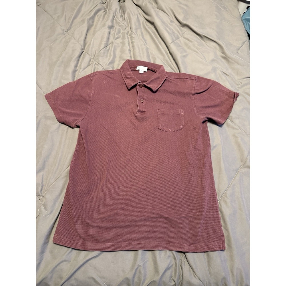 Sunspel Polo Shirt Men's Medium Burgundy Cotton James Bond 007